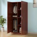 Scandinavian Wood Wardrobe Armoire With Hanging And Shelf Storage