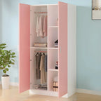 Scandinavian Wood Wardrobe Armoire With Hanging And Shelf Storage
