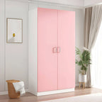 Scandinavian Wood Wardrobe Armoire With Hanging And Shelf Storage