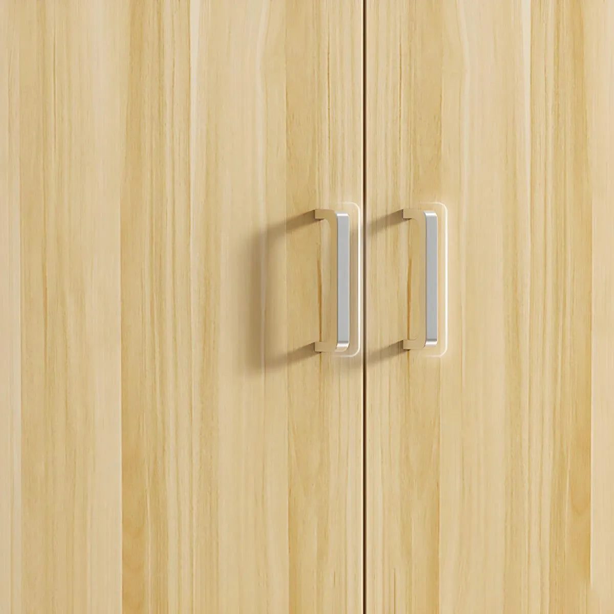 Scandinavian Wood Wardrobe Armoire With Hanging And Shelf Storage