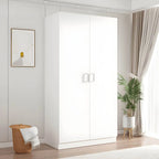 Scandinavian Wood Wardrobe Armoire With Hanging And Shelf Storage