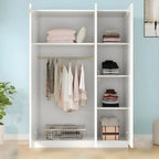 Scandinavian Wood Wardrobe Armoire With Hanging And Shelf Storage