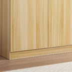 Scandinavian Wood Wardrobe Armoire With Hanging And Shelf Storage