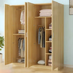 Scandinavian Wood Wardrobe Armoire With Hanging And Shelf Storage