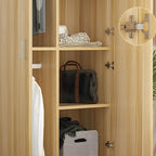 Scandinavian Wood Wardrobe Armoire With Hanging And Shelf Storage