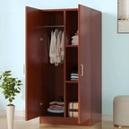 Scandinavian Wood Wardrobe Armoire With Hanging And Shelf Storage