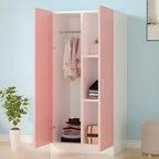 Scandinavian Wood Wardrobe Armoire With Hanging And Shelf Storage
