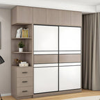Scandinavian Wood Wardrobe Armoire With Modular Storage System