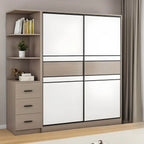 Scandinavian Wood Wardrobe Armoire With Modular Storage System