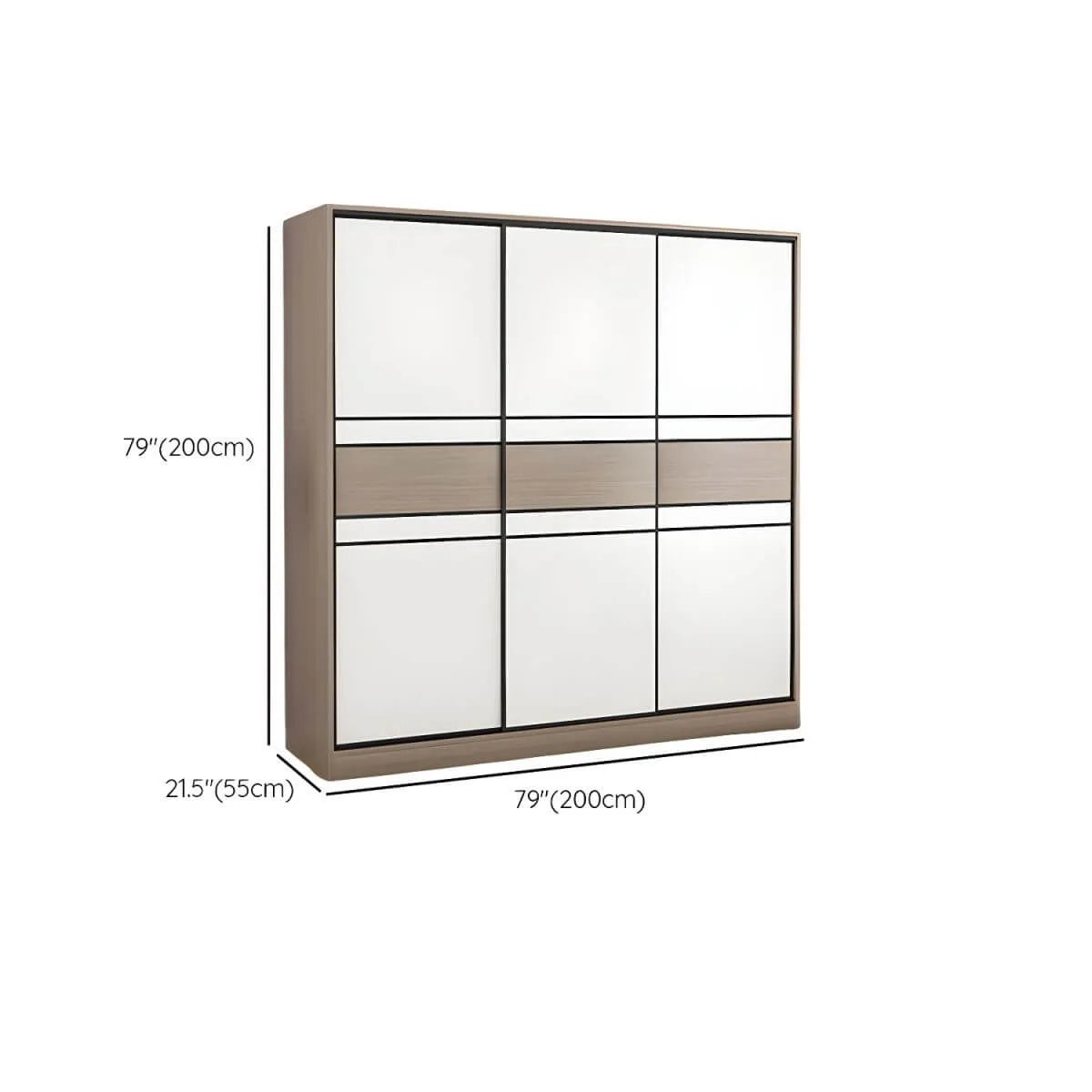 Scandinavian Wood Wardrobe Armoire With Modular Storage System Dimensions