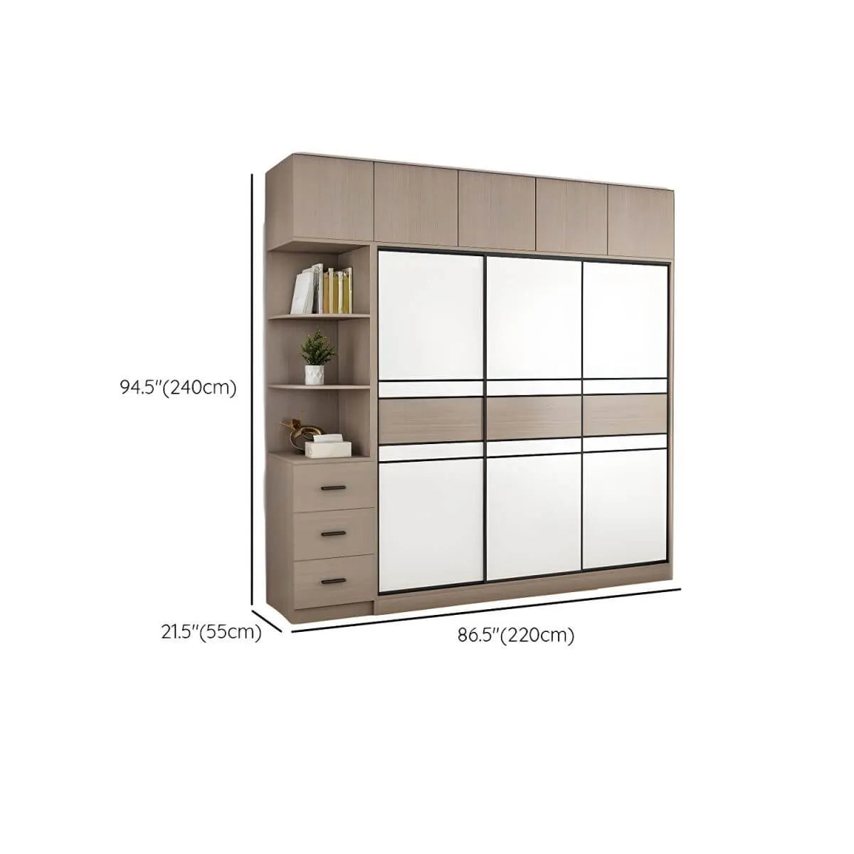 Scandinavian Wood Wardrobe Armoire With Modular Storage System Dimensions