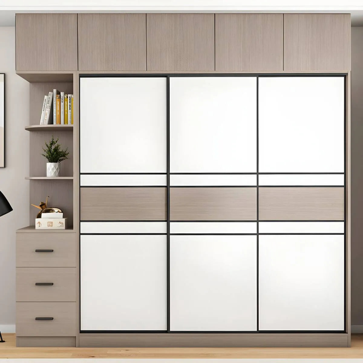 Scandinavian Wood Wardrobe Armoire With Modular Storage System Main Product Image