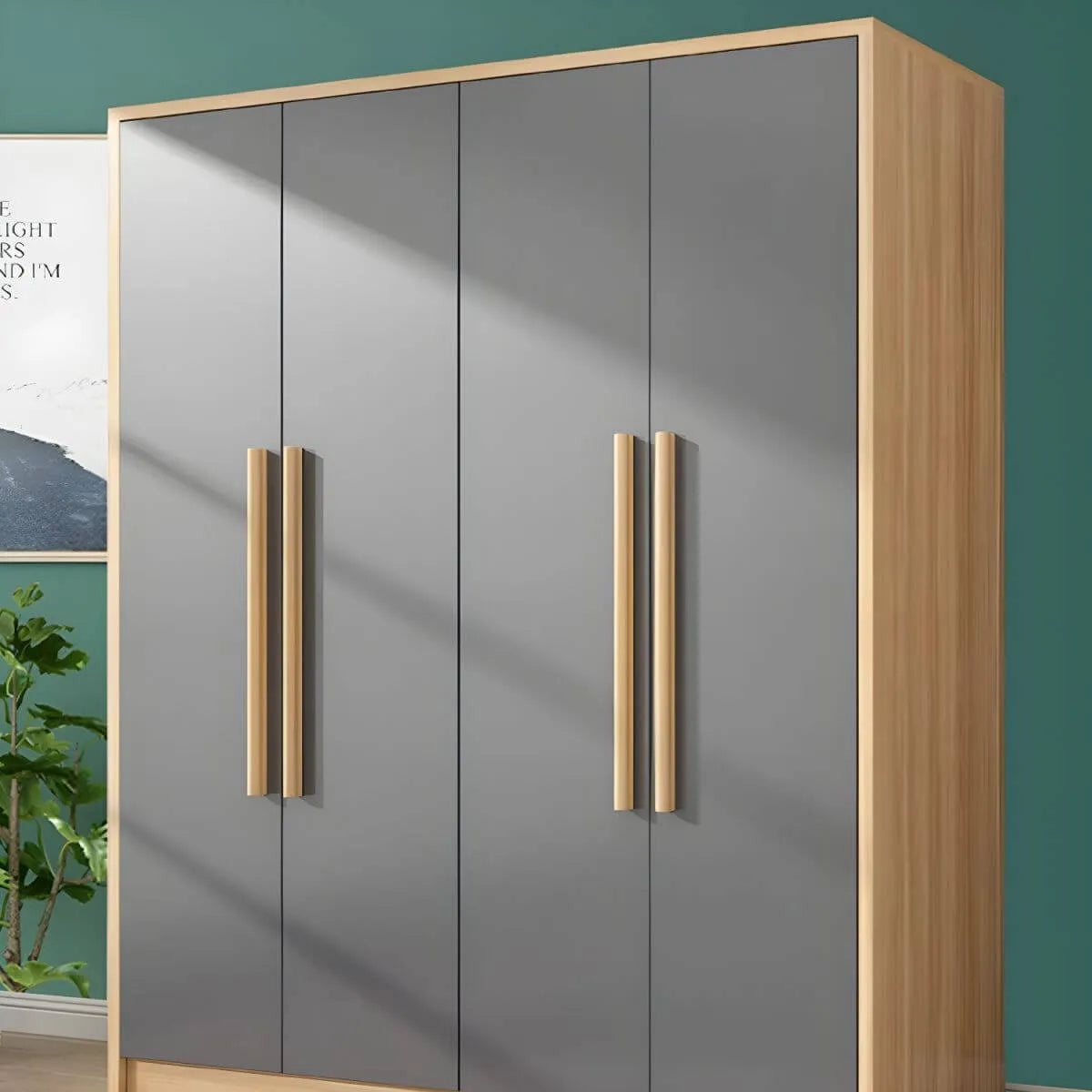 Scandinavian Wood Wardrobe Armoire With Soft-Close Doors