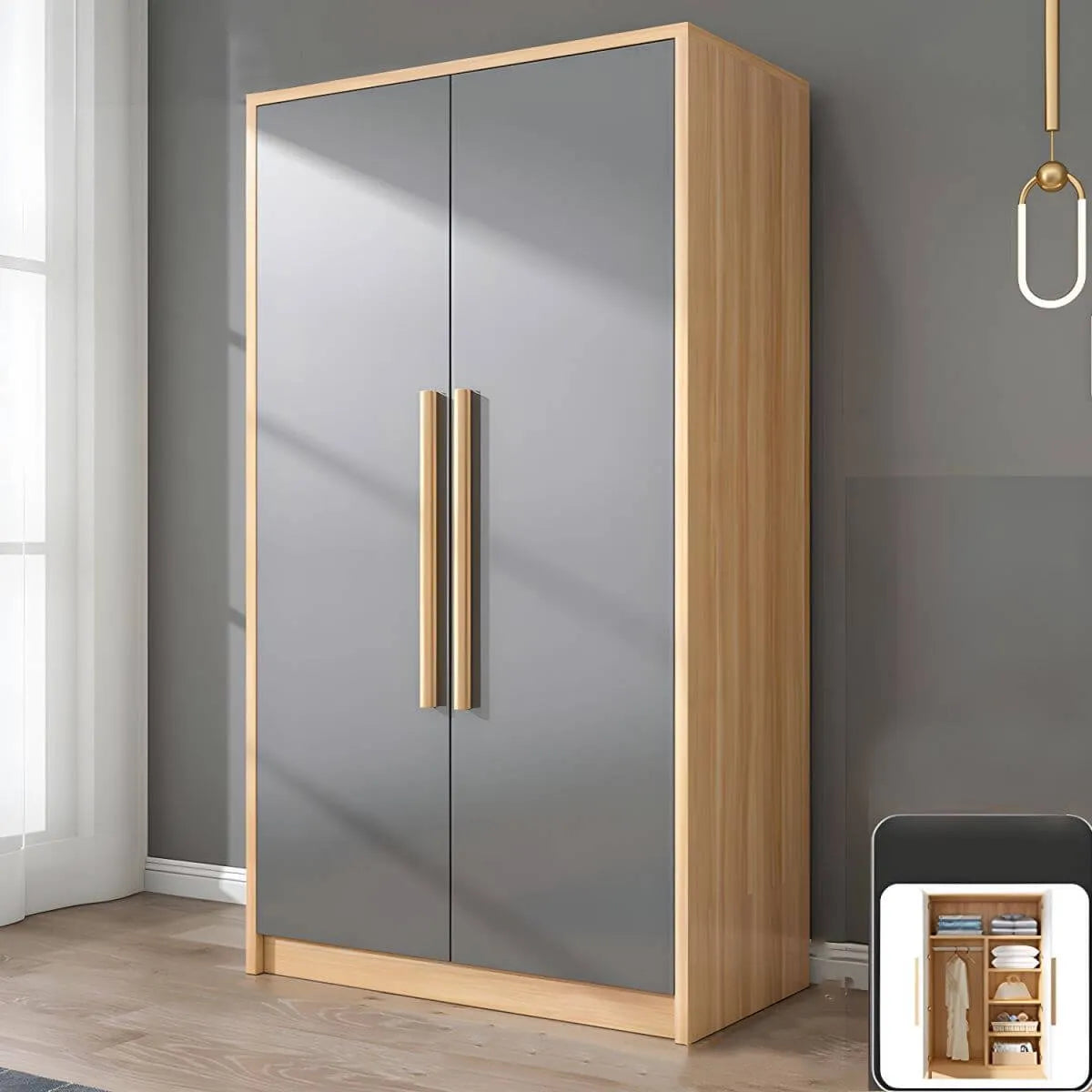 Scandinavian Wood Wardrobe Armoire With Soft-Close Doors