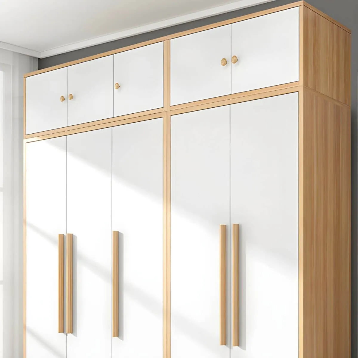 Scandinavian Wood Wardrobe Armoire With Soft-Close Doors