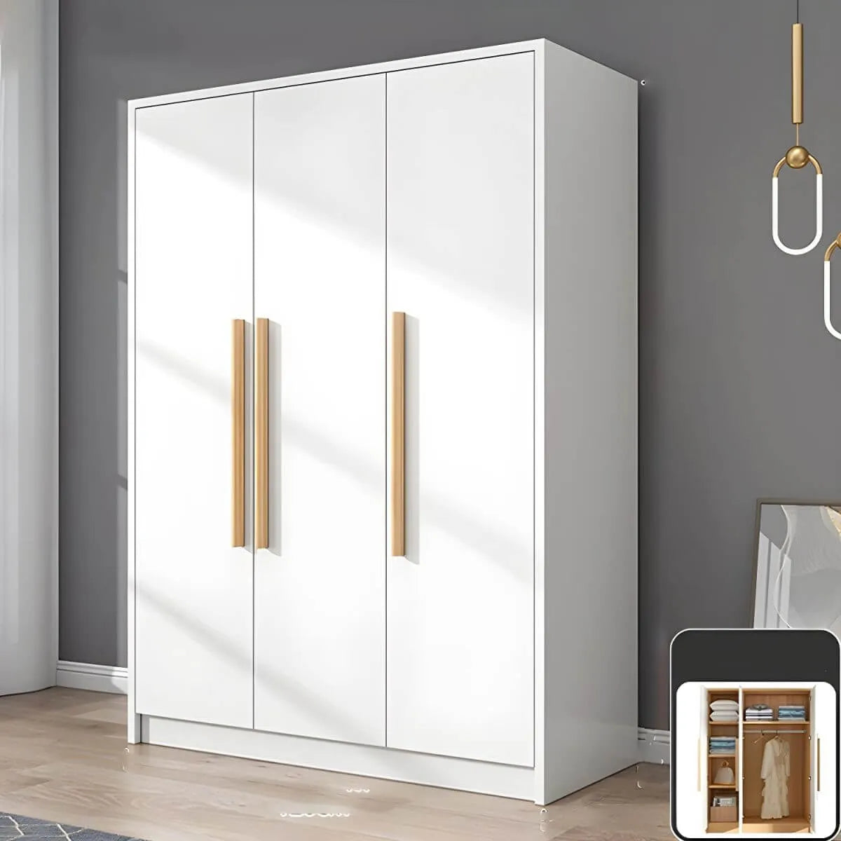 Scandinavian Wood Wardrobe Armoire With Soft-Close Doors
