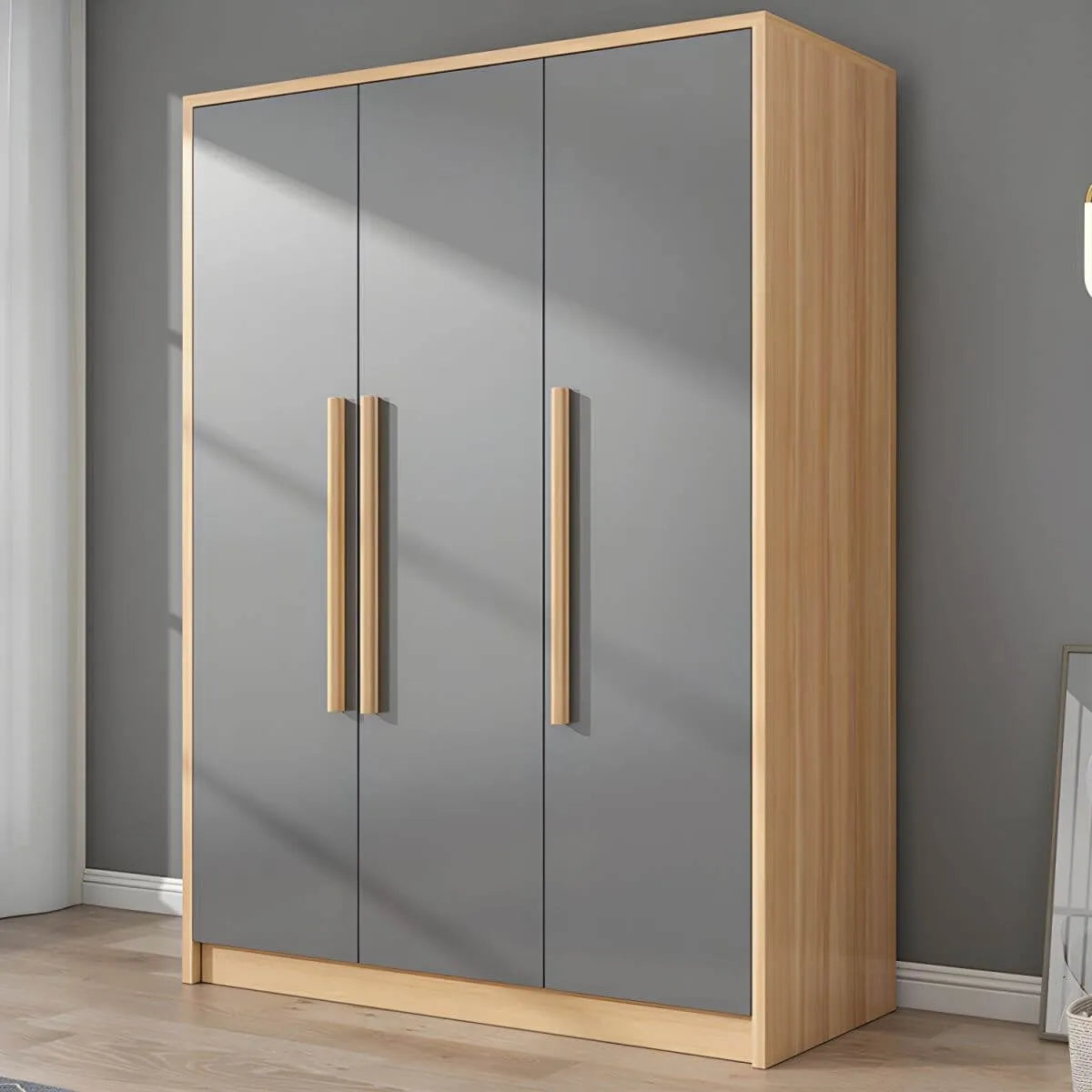 Scandinavian Wood Wardrobe Armoire With Soft-Close Doors