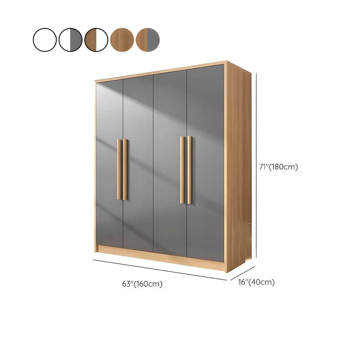 Scandinavian Wood Wardrobe Armoire With Soft-Close Doors Dimensions