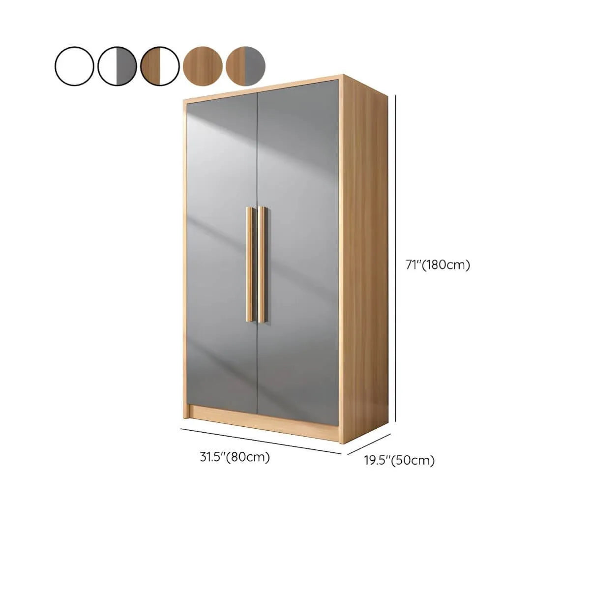 Scandinavian Wood Wardrobe Armoire With Soft-Close Doors Dimensions