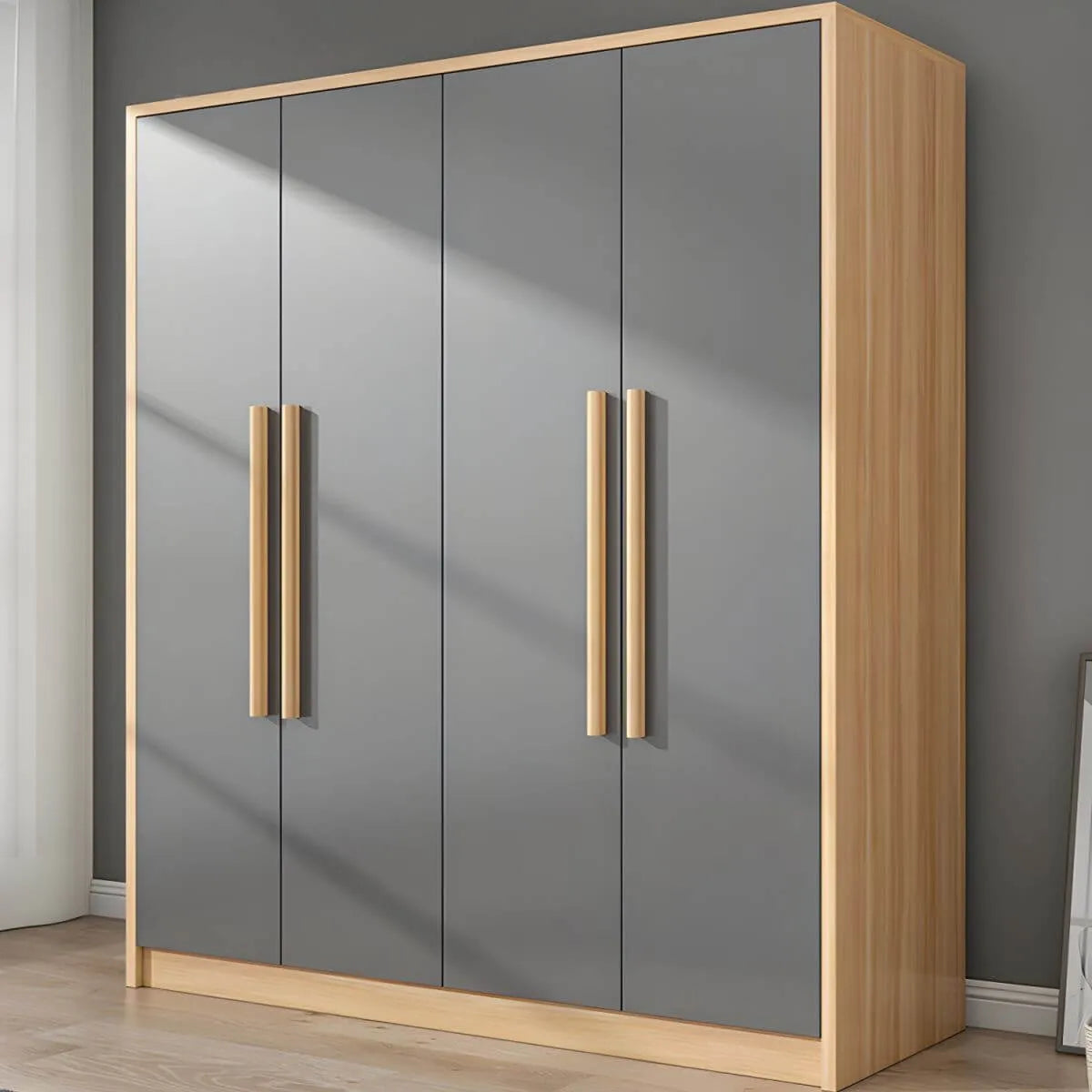 Scandinavian Wood Wardrobe Armoire With Soft-Close Doors Main Product Image