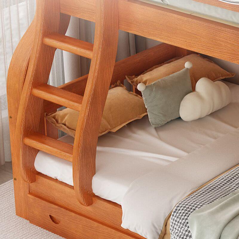 Scandinavian Wooden Bunk Bed with Ladder and Storage Options