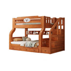 Scandinavian Wooden Bunk Bed with Ladder and Storage Options