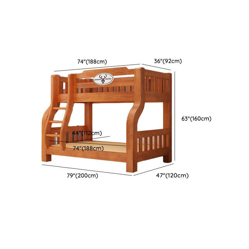 Scandinavian Wooden Bunk Bed with Ladder and Storage Options Dimensions