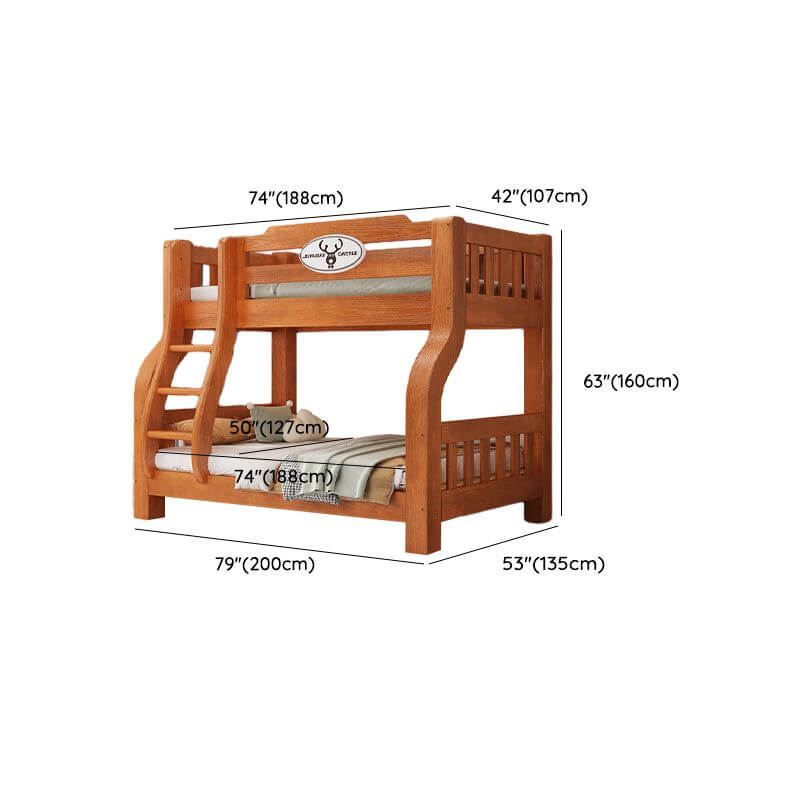 Scandinavian Wooden Bunk Bed with Ladder and Storage Options Dimensions