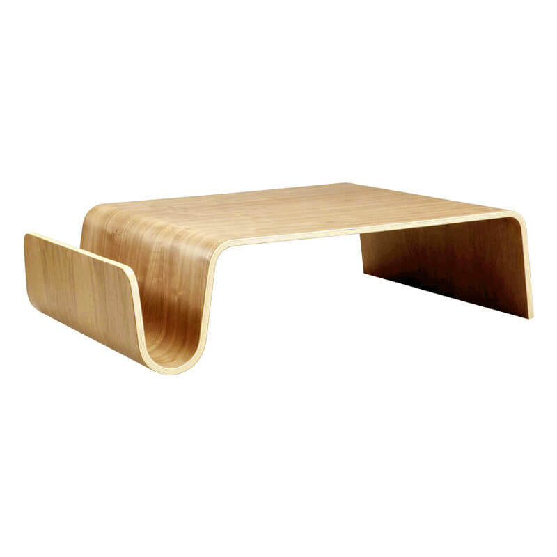 Scando Coffee Table with Seamless Bentwood Curve and Natural Wood Grain