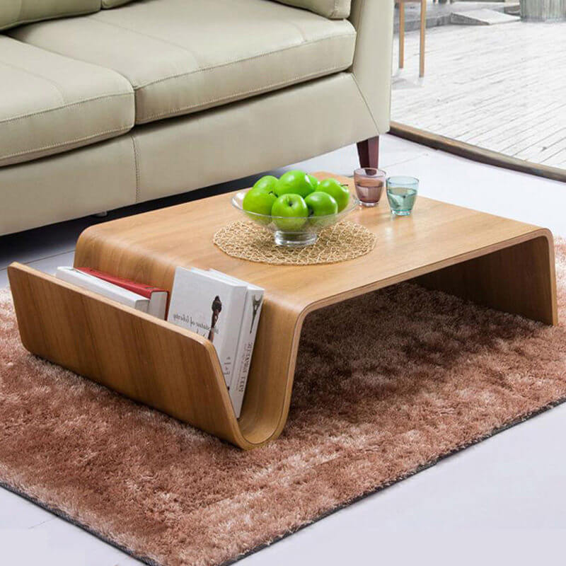 Scando Coffee Table with Seamless Bentwood Curve and Natural Wood Grain