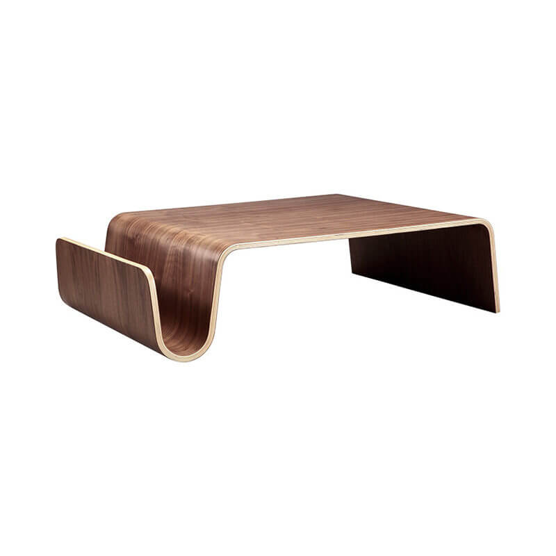 Scando Coffee Table with Seamless Bentwood Curve and Natural Wood Grain