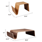 Scando Coffee Table with Seamless Bentwood Curve and Natural Wood Grain Dimensions