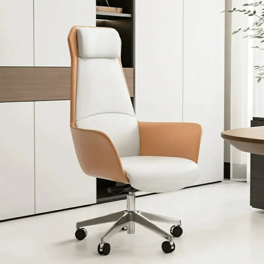 Sculpted Leather Office Chair with Adjustable Headrest and Compact Executive Form Secondary image