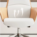 Sculpted Leather Office Chair with Adjustable Headrest and Compact Executive Form