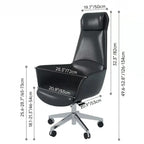 Sculpted Leather Office Chair with Adjustable Headrest and Compact Executive Form Dimensions
