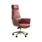 Sculpted Leather Office Chair with Adjustable Headrest and Compact Executive Form