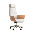 Sculpted Leather Office Chair with Adjustable Headrest and Compact Executive Form