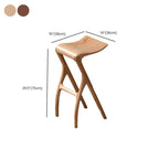 Sculpted Solid Wood Bar Stool with X Base and Ergonomic Saddle Seat