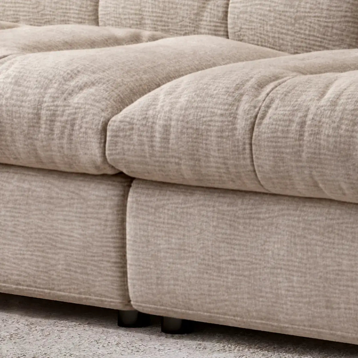 Sculpted Tufted Sofa with Low Profile Silhouette and Plush High Back