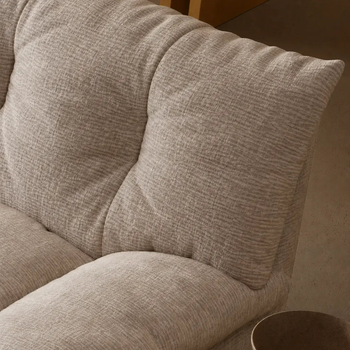 Sculpted Tufted Sofa with Low Profile Silhouette and Plush High Back