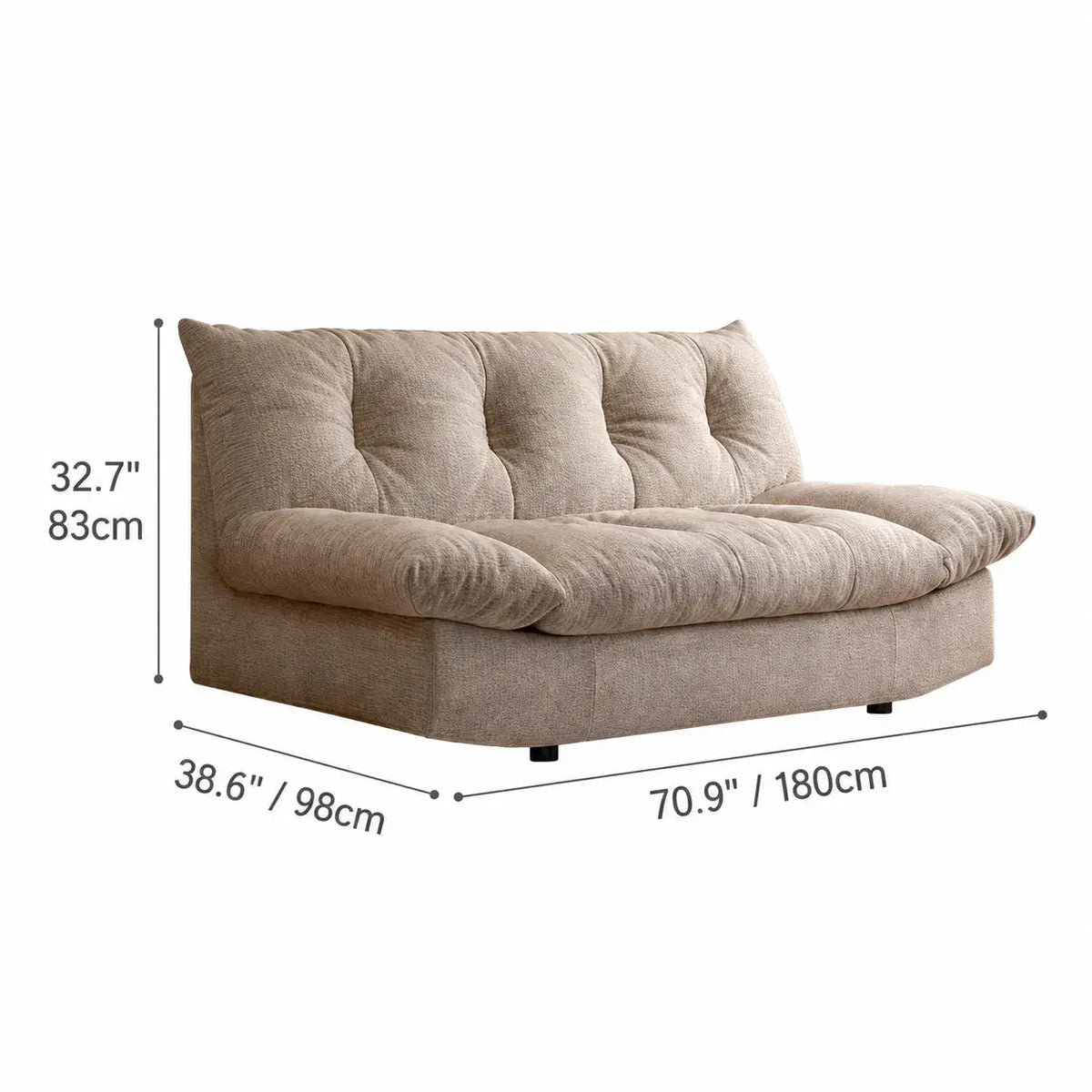 Sculpted Tufted Sofa with Low Profile Silhouette and Plush High Back Dimensions