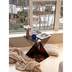 Sculptural Acrylic Side Table in Smoky Tea Gray for Sofa or Bedside