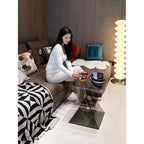 Sculptural Acrylic Side Table in Smoky Tea Gray for Sofa or Bedside