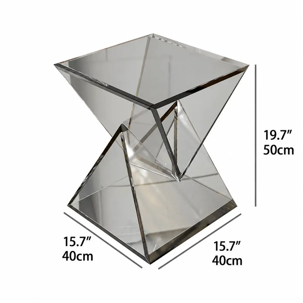 Sculptural Acrylic Side Table in Smoky Tea Gray for Sofa or Bedside