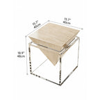 Sculptural Acrylic Side Table Series with Walnut or Travertine Top