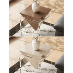 Sculptural Acrylic Side Table Series with Walnut or Travertine Top
