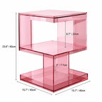 Sculptural Acrylic Side Table with Iridescent Glow and Open Shelf