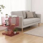 Sculptural Acrylic Side Table with Iridescent Glow and Open Shelf