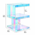 Sculptural Acrylic Side Table with Iridescent Glow and Open Shelf Dimensions