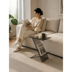 Sculptural Acrylic Side Table with Z Silhouette and Display Shelf